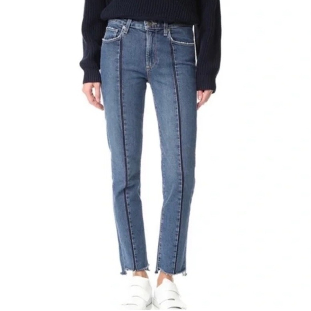 Paige Julia High Rise Straight Leg Jeans Felice Blue Denim Womens 26